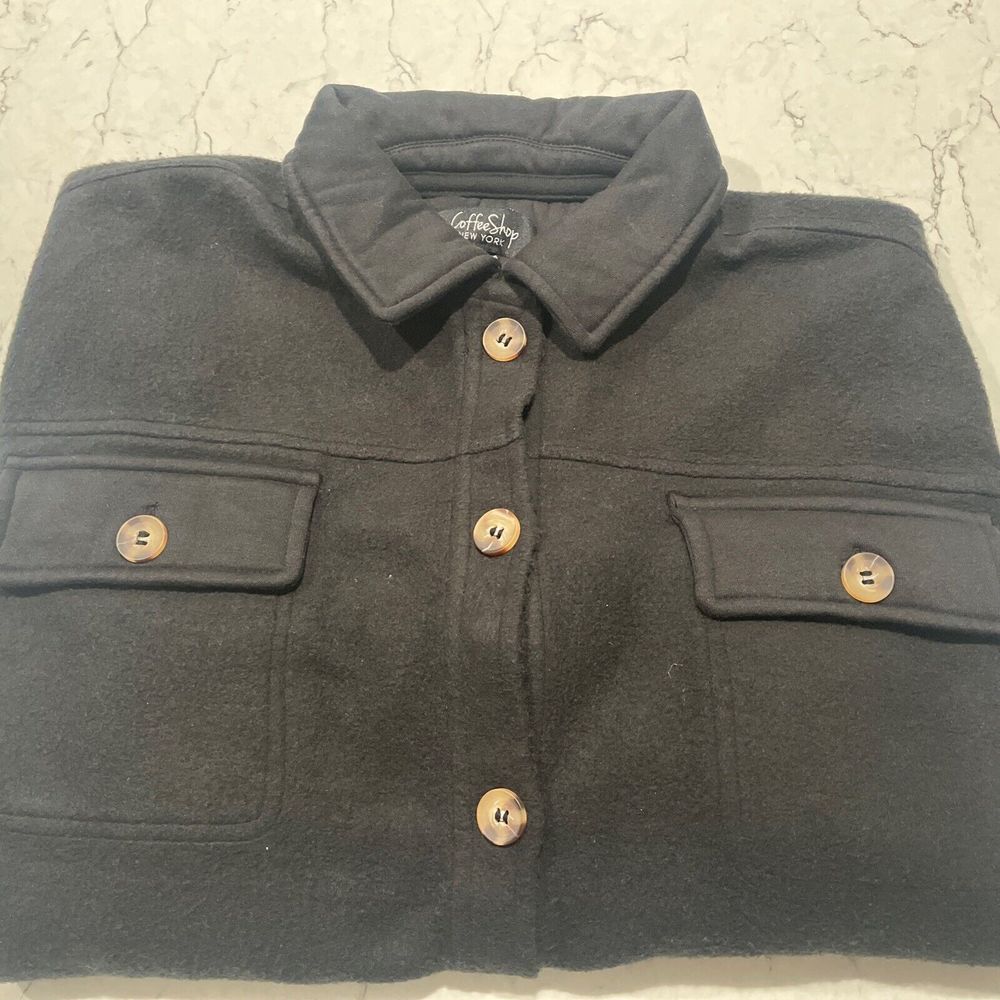 Women’s Black Jacket Coat Fleece Shacket Oversized Size M NEW